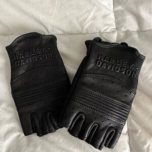 Harley-Davidson Black Leather Fingerless Gloves